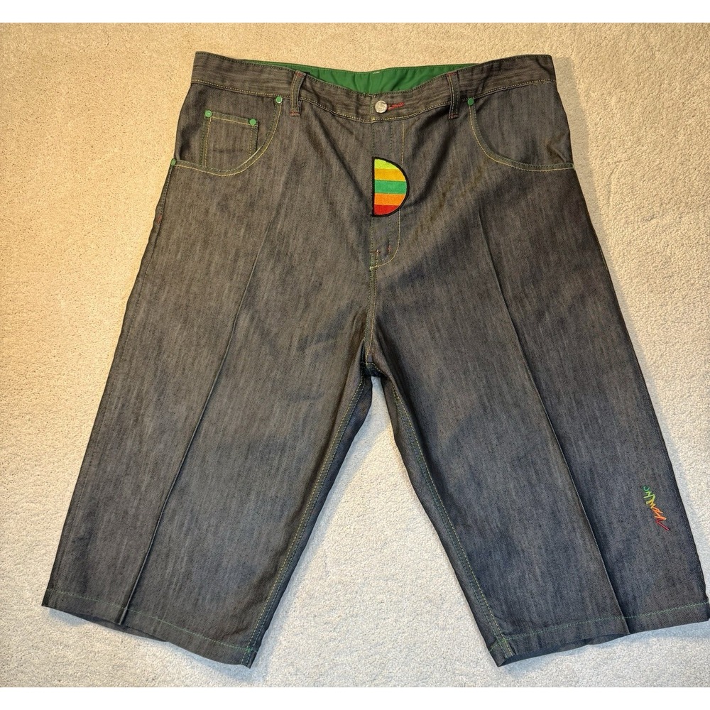 VTG Coogi Embroidered Jean Shorts Jorts Mens 42 Colorful Hip Hop Streetwear Y2K